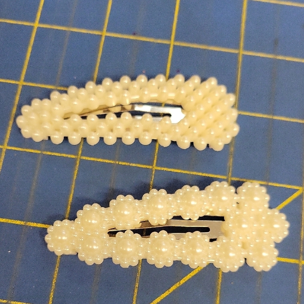 Pearl Faux Beaded 3" Barette Hair Keeper Hair Clips
